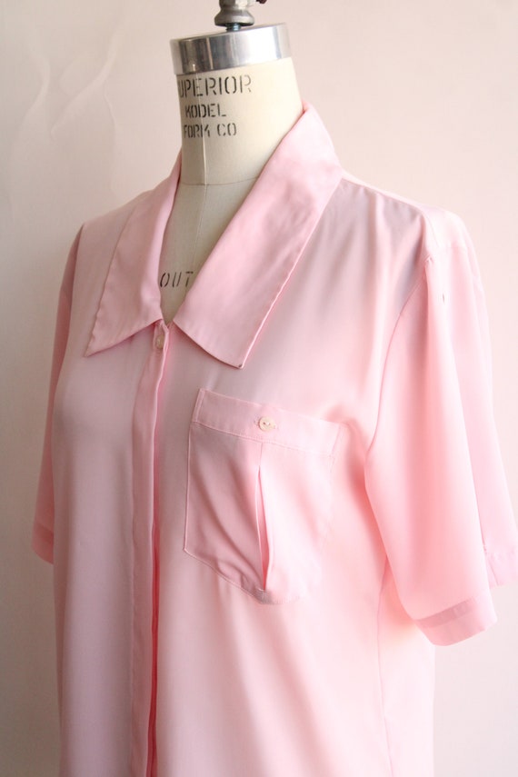 Vintage 1980s Blouse, Pink Dagger Collar with Poc… - image 8