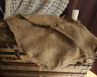 Vintage 1960s 1970s Coffee Bean Sack, Burlap Brazilian Striped Transport Bag
