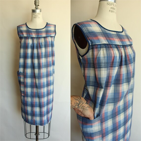 Vintage 1970s Shift Dress With Pocket, Volup Blue Tartan Plaid Pinafore Type, - Etsy Vintage 1970s Shift Dress With Pocket, Volup Blue Tartan Plaid Pinafore Type, - Etsy
