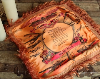 Vintage World War 2 1940s US Army Air Forces Souvenir Pillow Case