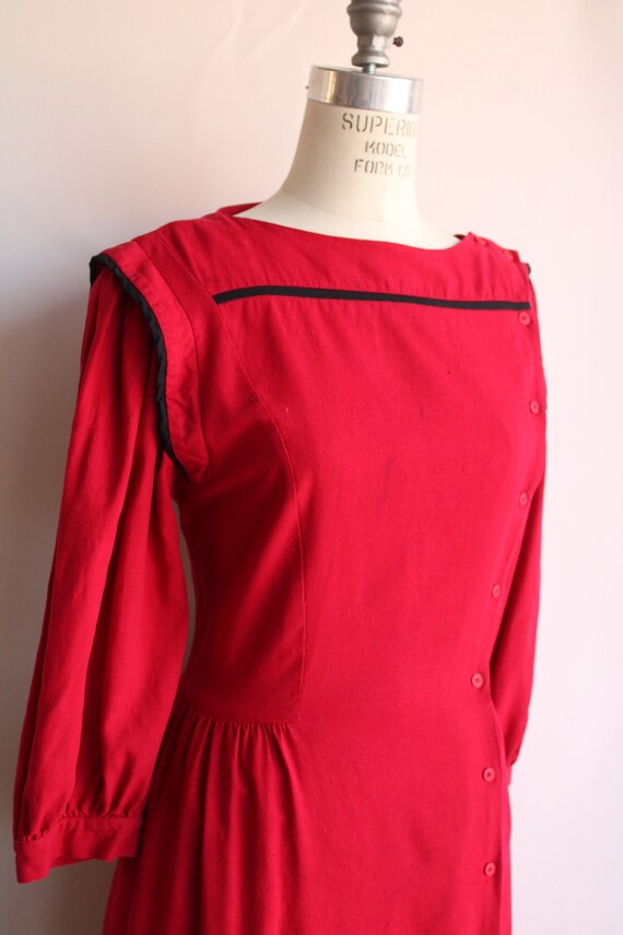 Vintage 1980s Dress, Joanie Char Red Silk Shirtwa… - image 4