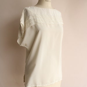 Vintage 1980s Blouse, NWT Kaki Roberts Winter White Shirt, Size Medium image 5