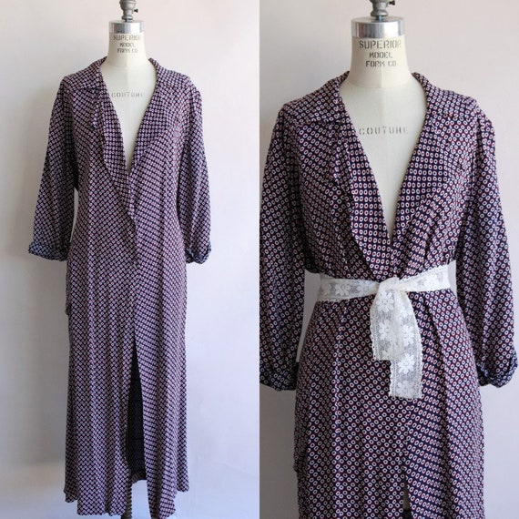 Vintage 1940s Dressing Gown / Brendelle Rayon Robe