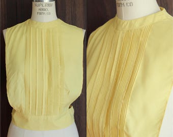 Vintage 1950s Dickie, Suitor by Babe Yellow Blouse Front with Pintucks