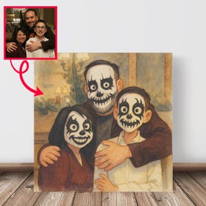 Custom Goth Portrait From Photo - Creepy Gothic Wall Art Alternative Home Decor Personalized Canvas Print Spooky Gift for Halloween Lovers