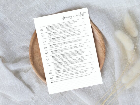 Minimalist Cleaning Checklist | Airbnb, Short-term Rental, Holiday Home | Residential Cleaning