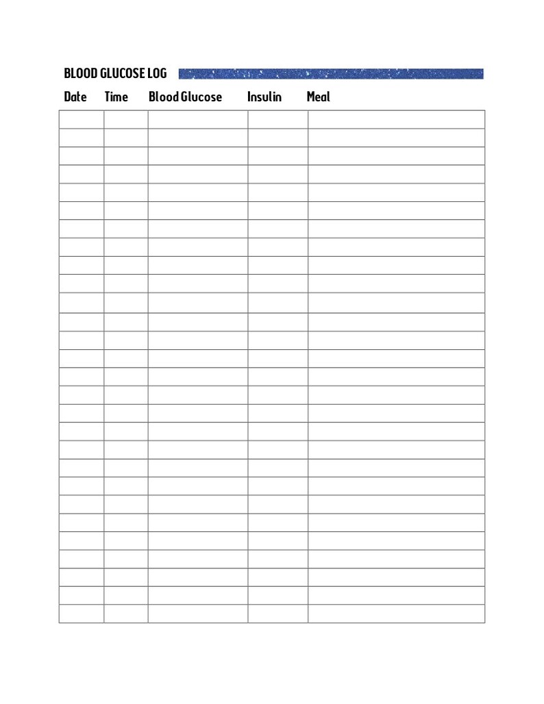 Blood Sugar Tracker Type 1 Diabetes Blood Glucose Insulin | Etsy