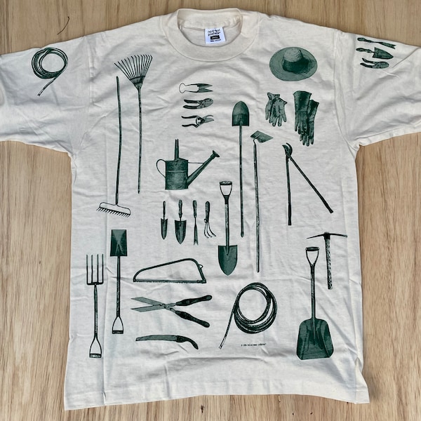 Vintage Relevant Products Gardening Tools AOP T Shirt 1994