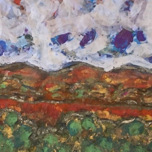 Opera d'arte in miniatura - Giornata nuvolosa sulla baia - miniatura da 1 x 2 pollici - 2,5 x 5,1 cm - dell'artista Marg Boyle - dipinto in miniatura della Gaspesie
