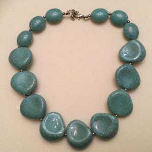 Retro dicke Türkis Halskette - 16 Zoll große Perlen Türkis Halskette - Retro Halskette, Modeschmuck, Vintage Halskette