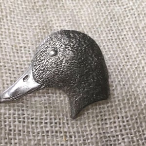 Vintage Pewter Mallard Duck Pin - Detailed Water Bird Brooch