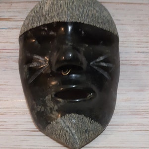 Authentic Inuit Mask relief sculpture, face, facial art, portrait, soapstone, serpentine, hand carved,  Inuit Art, Mask, original Inuit Art