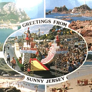 Cartão postal de turismo brilhante colorido de Jersey vintage - cartão de lembrança - cartão postal vintage