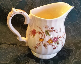 Myott ironstone transferware cream jug -  "Heritage " pattern creamer - brown transferware floral pattern with hand painted details