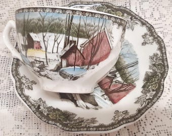 Clearance The Friendly Village tea cup by Johnson Brothers- multiple available - The Ice House  - Transferware, ironstone, oven safe