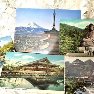 Cartões postais turísticos vintage coloridos e brilhantes do Japão - escolha quantos você gostaria - cartões de lembrança - cartões postais vintage
