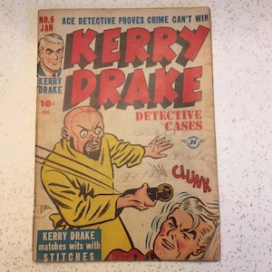 Fumetto di Kerry Drake n. 6, fumetto d'epoca, poliziesco, macabro, adatto ai fan dei cartoni animati d'assalto