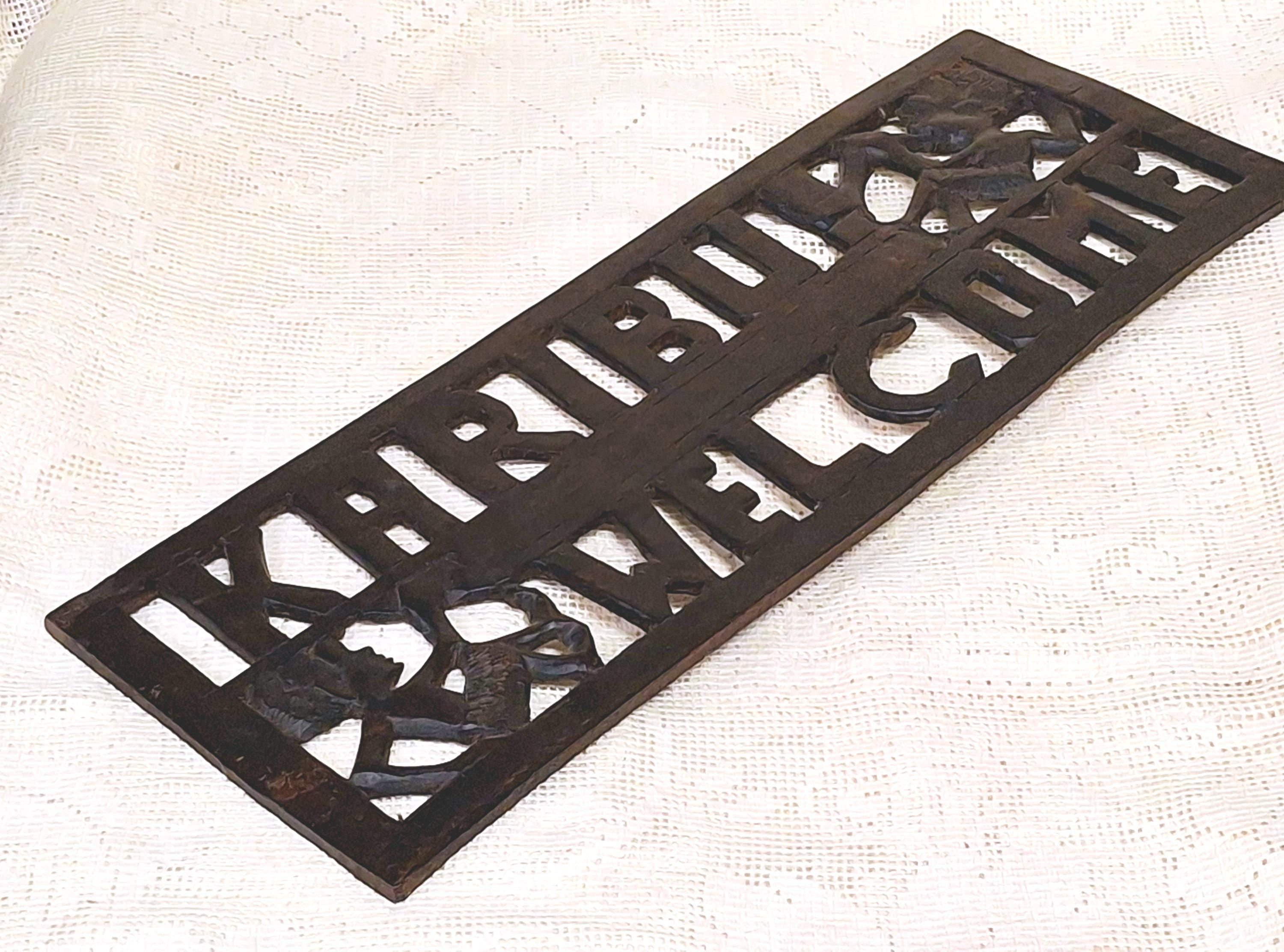 Vintage Carved Wood African Welcome Sign: Swahili Karibu Art - Etsy