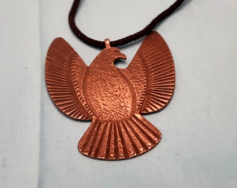 Copper large eagle pendant, handmade vintage pendant, bird necklace, unisex jewelery, vintage necklace