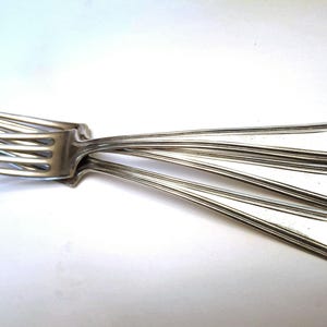 Fork set, three silver plated forks, tiny flowers on geometric handle, vintage cutlery,