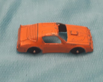 Vintage Die cast orange metal car. Tootsie Toy Car, metal toy, some wear, orange car,  retro car,  MCM toy car, Made in the USA,