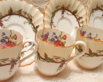 Royal Worcester, Florence 1785 demitasse teacup and saucer  -  Rose teacup - tea rose  - wedding gift