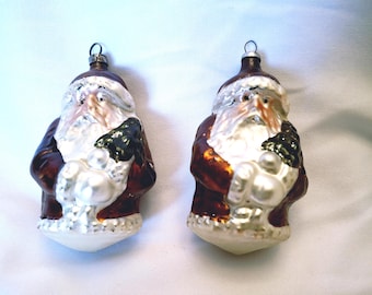 ヴィンテージ クリスマス オーナメント サンタ ガラス 手描き サンタ