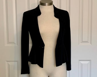 Y2K designer vintage Giorgio Armani Collezioni zwart zijden jasje blazer pak maat 8 gemaakt in Italië