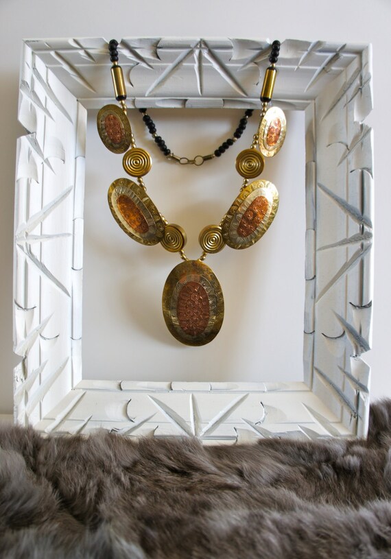 1970s mixed metals big bold statement necklace - image 2