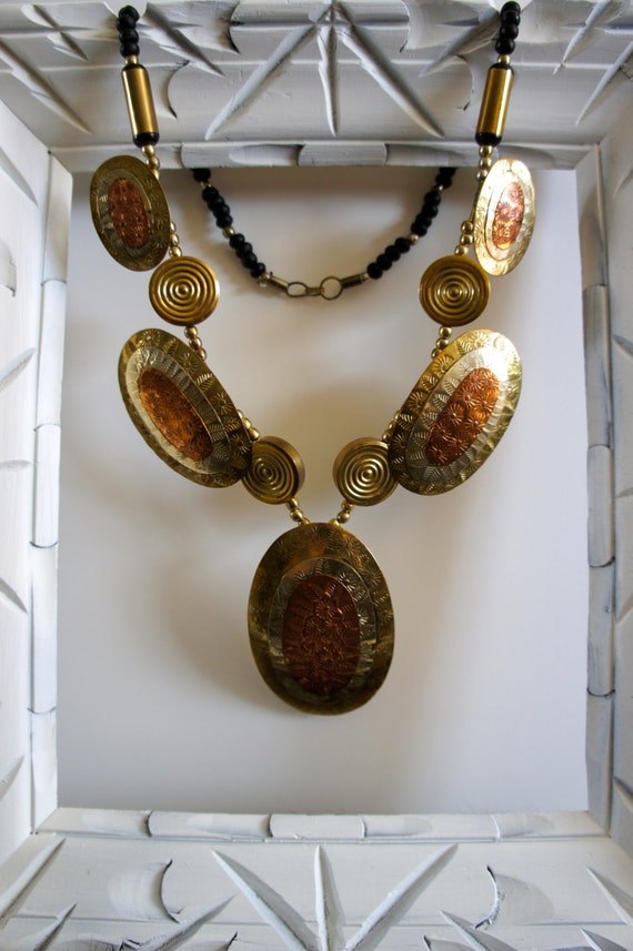 1970s mixed metals big bold statement necklace - image 4