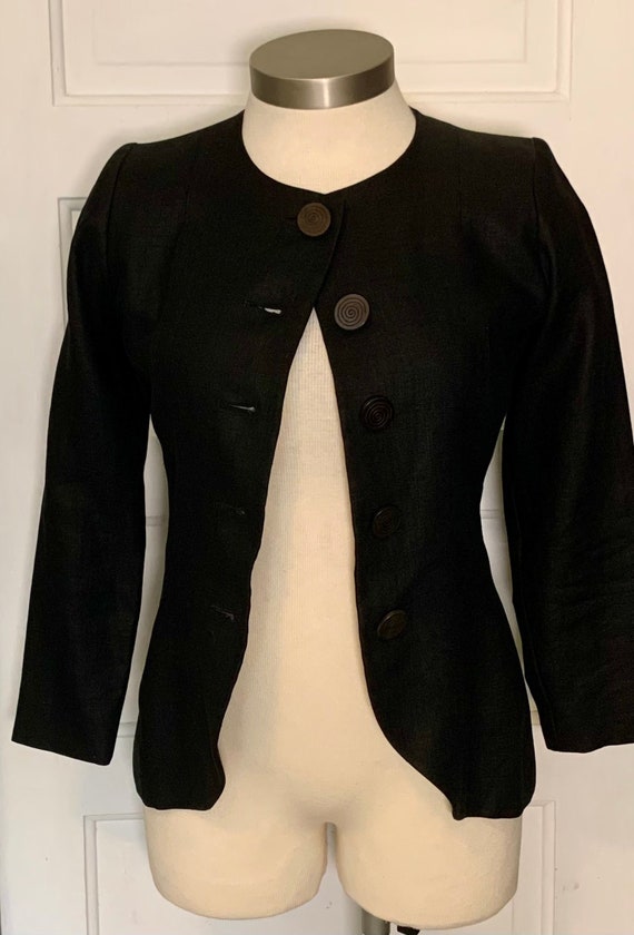 1990s designer vintage Yves Saint Laurent black f… - image 1