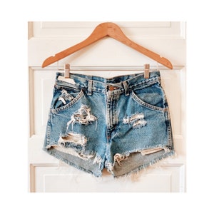 Pantaloncini di jeans Big Ben anni '70 jorts sfilacciati taglia piccola taglia USA 2 100% cotone