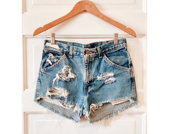 Denim Short Shorts Jorts Frayed 
