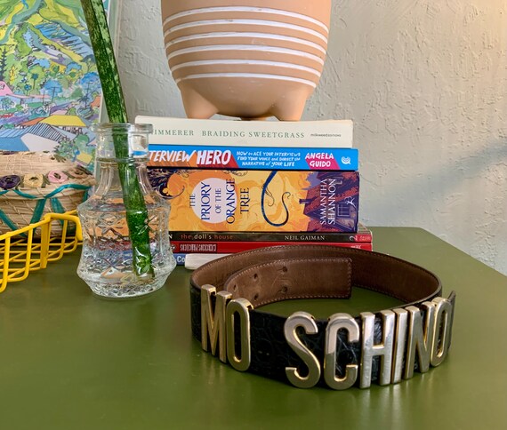 Y2K MOSCHINO Designer Vintage Leather Belt Size 42 - Etsy display picture 3
