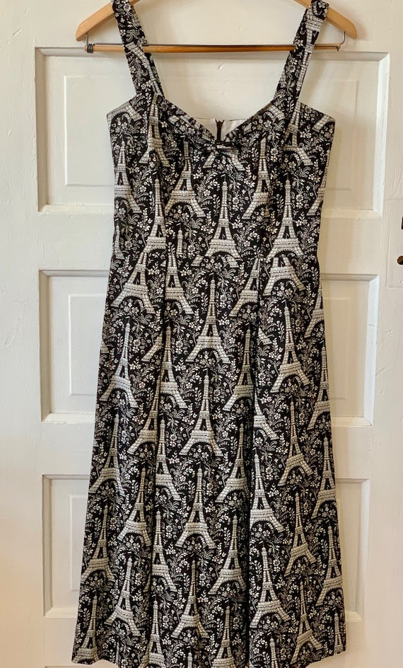 1990s vintage dress black and white with Paris Eif