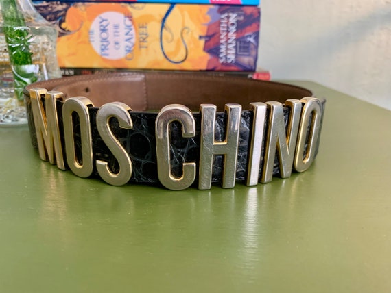 Y2K MOSCHINO Designer Vintage Leather Belt Size 42 - Etsy display picture 3