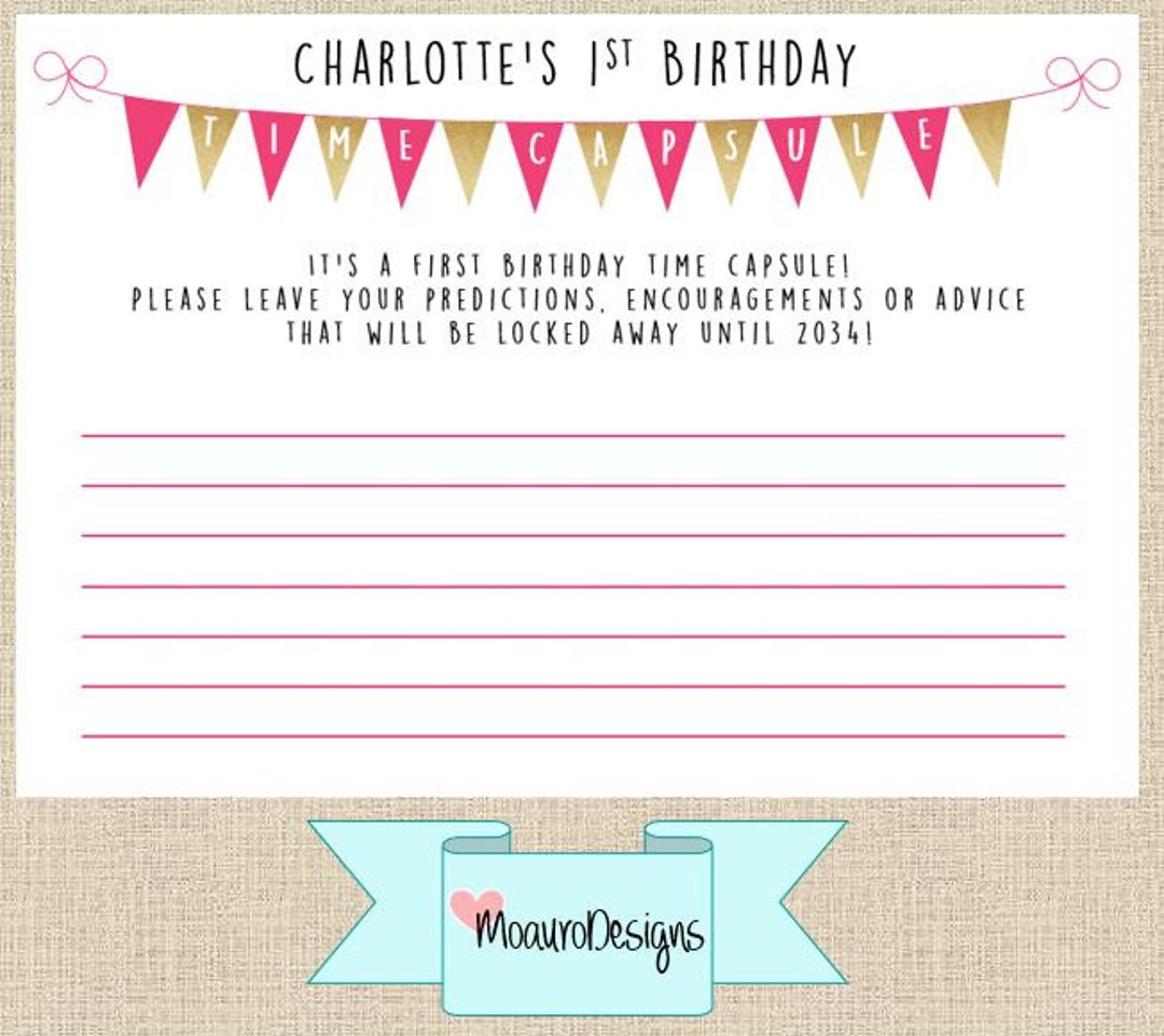 First Birthday Time Capsule Cards Etsy