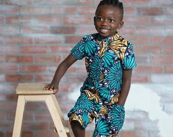 Ogo Ankara Print Boys Two Piece Set - kids