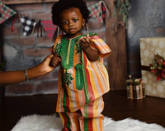 Ensemble Aso Oke pour garçons 3 pièces, tenue traditionnelle, tenue nigériane, tenue africaine, enfants Aso oke