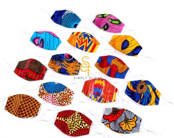 Adult Ankara Print Cotton Face Mask with Filter Pocket and Filter Included