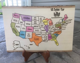 Etsy Sales Map, USA Travel Map, Bucket List Sign, Sales Tracker Map, Travel Planner Adventures, Travelers Gift, Unique Gifts for Sisters