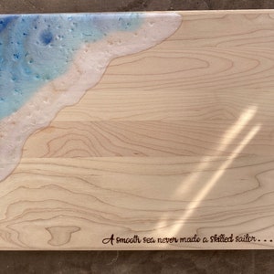 Ocean charcuterie board, beach wedding gift for bride, gift for beach mom, beach home decor, resin ocean cutting board, mothers day gift