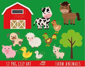 FARM ANIMALS clipart, farm clipart, commercial use, barn, horse, cow, pig, sheep, chicken, duck, dog, cute farm, animals, dog, farm animal