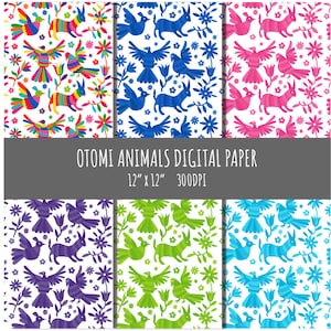 Carta OTOMI, MESSICO, Uso commerciale, animali, fiori, floreale, artigianato messicano, uccello, coniglio, pacchetto di carta, carta per album, sfondo carino
