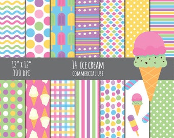 ice cream paper, bright colors paper, digital paper, commercial use, paper pack,  scrapbook paper, instant download, background