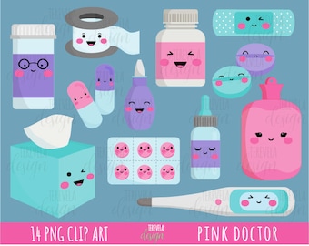 CLIPART MÉDICO, clipart de medicina, clipart kawaii, hospital, uso comercial, clipart de salud, gráficos médicos, clipart de atención médica, medicina