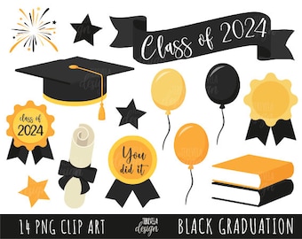 GRADUATION clipart, CLASS 2024, commercial use, college clipart, class of, graduation hat, balloons, books, diploma, teachers graphics