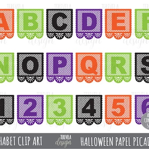 Papel Picado Clipart, Alphabet Clip Art, day of dead, halloween banner, Printable Papel Picado, banner, commercial use