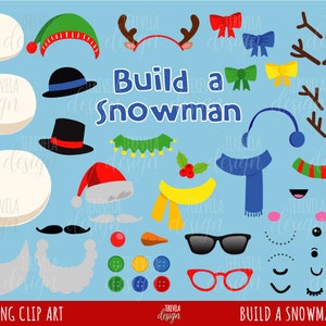 SNOWMAN CLIPART, build a snowman clipart , christmas clipart, commercial use, instant download, cute snowman, cute christmas
