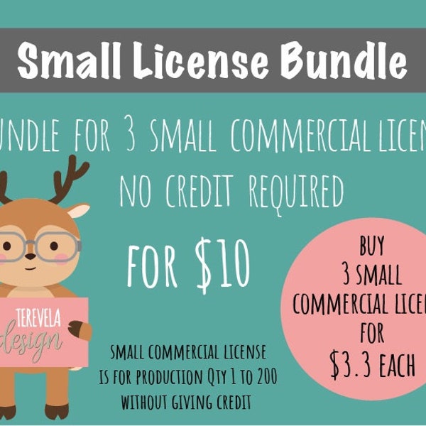 BUNDLE Commercial Licenses, extended license, Commercial Use, commercial License, small license bundle, 10 small license, license pack